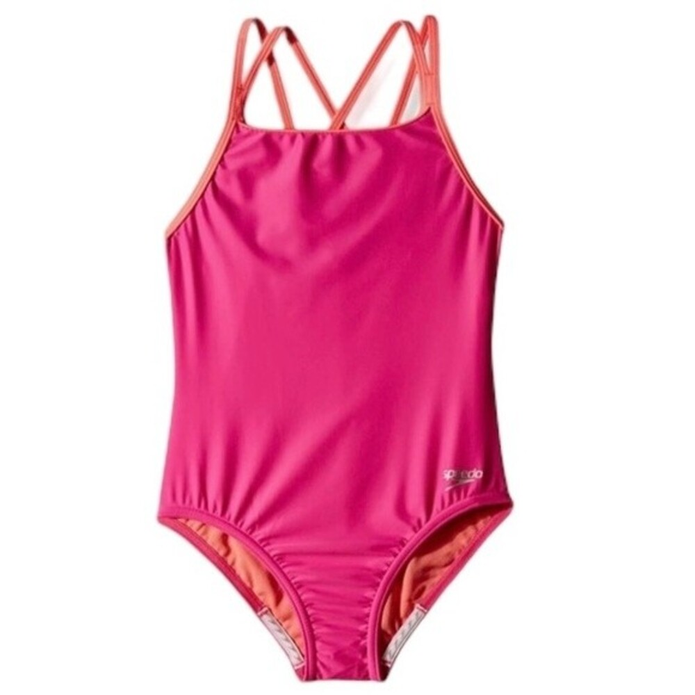 Girls Barbie Speedo Swimsuit Pink & Orange Sz 16
